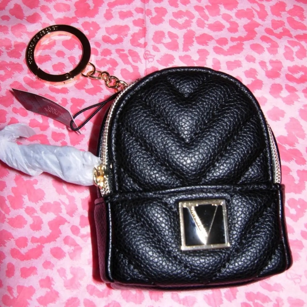 Victoria's Secret Micro Bag Keychain Mini Backpack Bag Black NIP